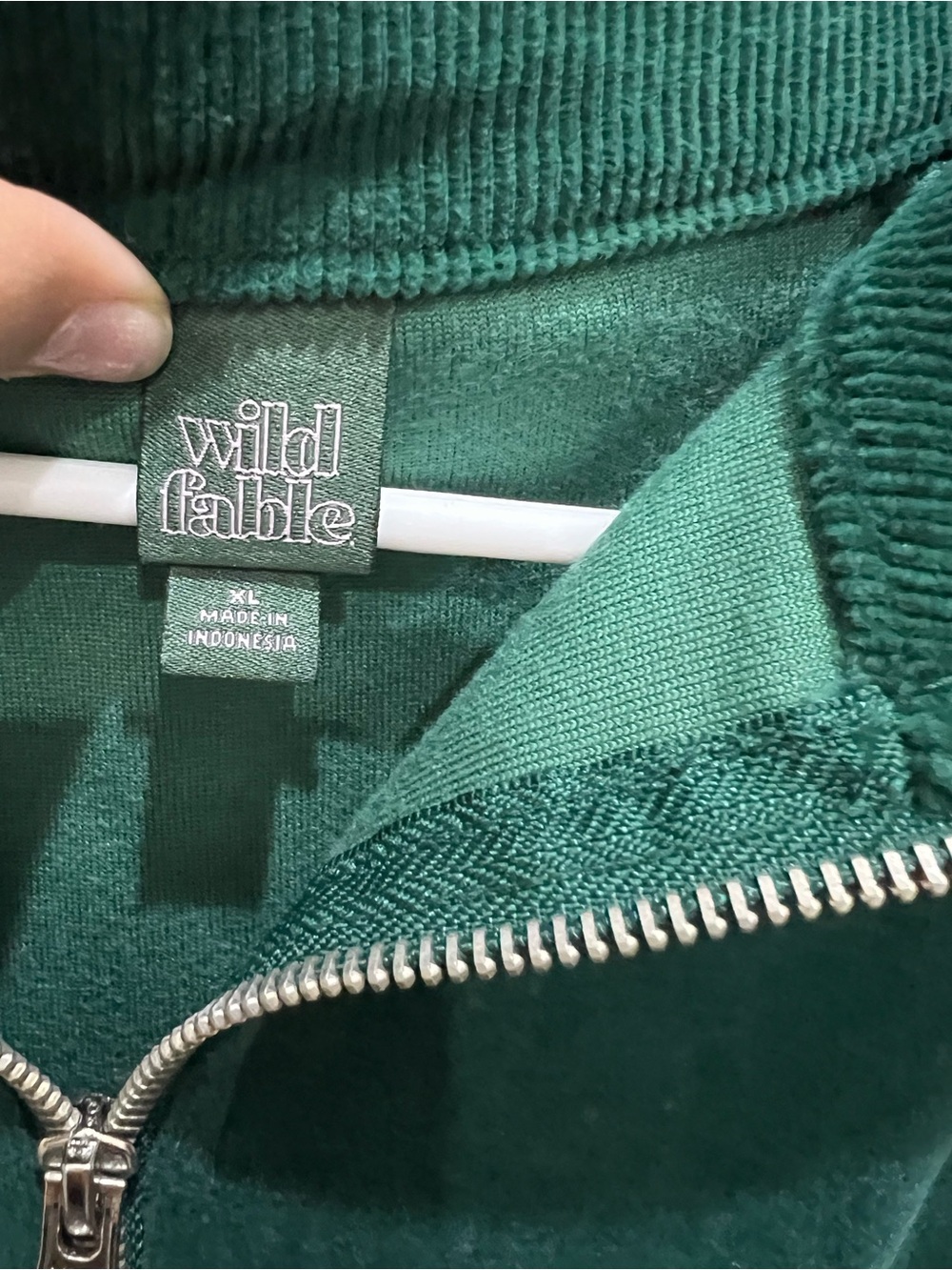wild fable Forest Green Velour Quarter-Zip Pullover - Picture 7 of 7